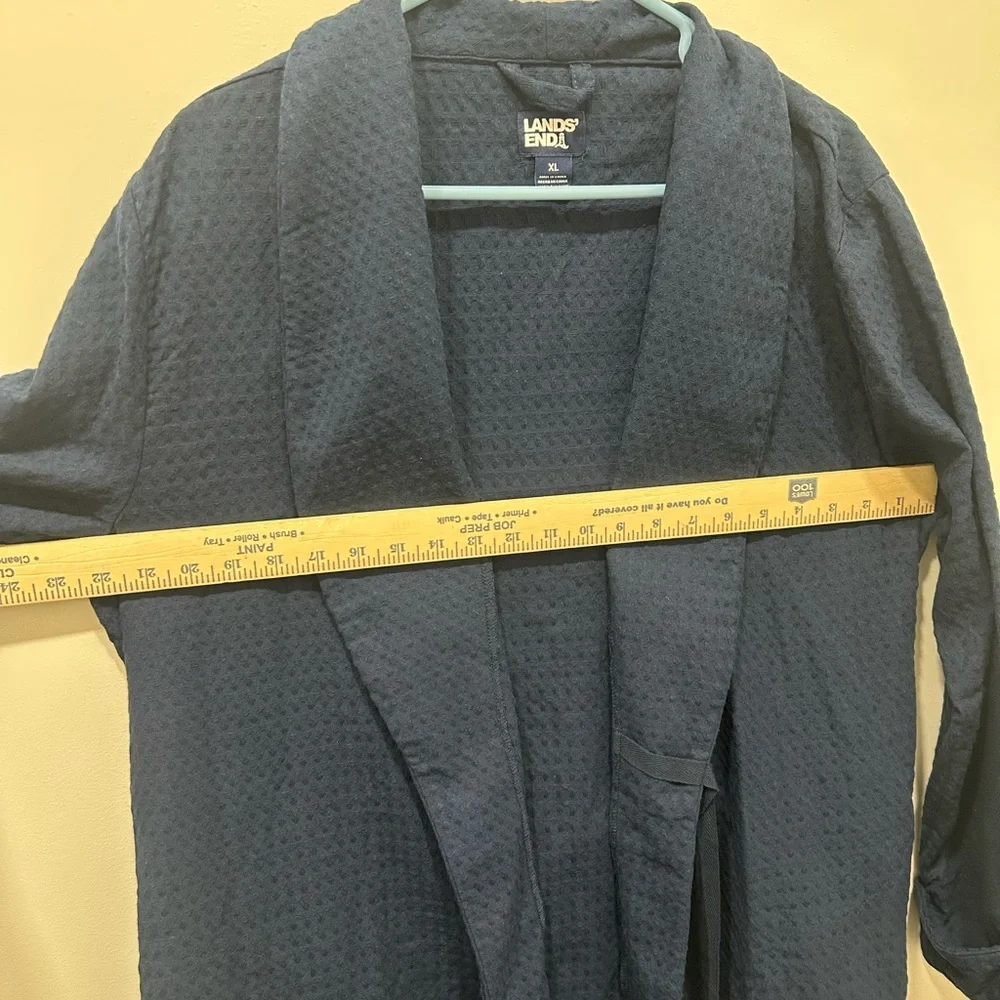 Land’s End Robe Women's XL Navy Waffle‎ Resort Mid-Length Tie Front